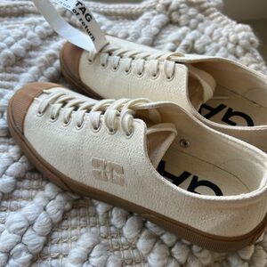 TAG Cream Canvas Sneakers with Tan Sole